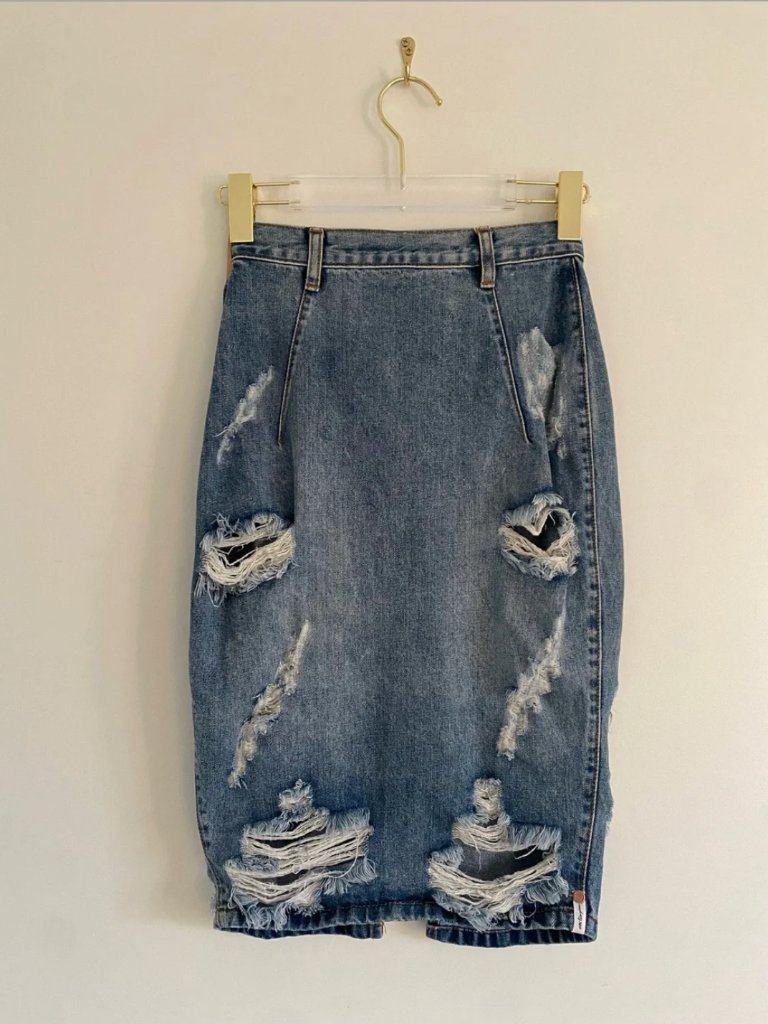 One Teaspoon Freelove Distressed Denim Midi Skirt | Size 25 — image 2 of 8